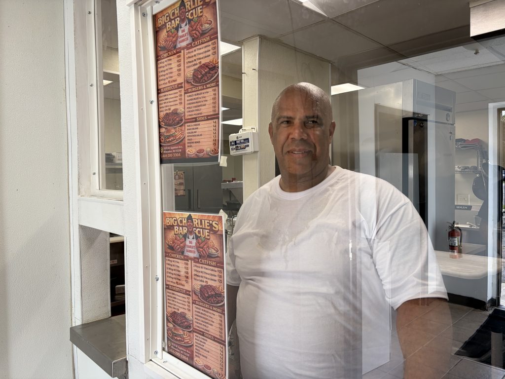 Jeffrey McCloud at his restaurant, Charlie’s Barbecue. Photo taken May26, 2026 by Sophie Bolich.
