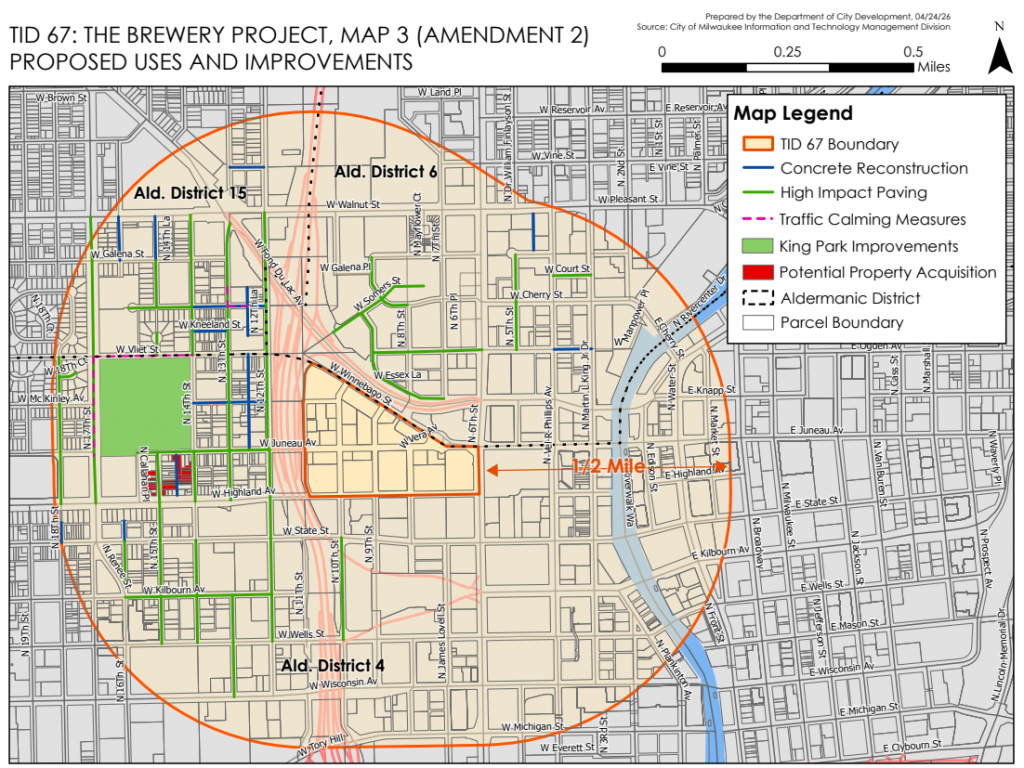 TIF District #67 project map. Image from DCD.