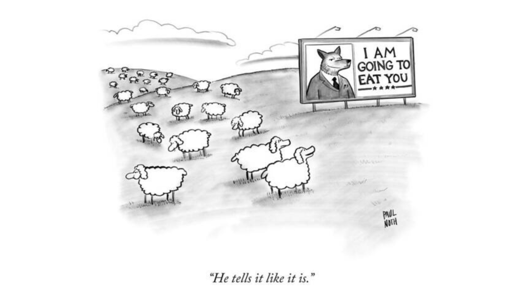 This 2010 cartoon was the inspiration for the title of Noth’s forthcoming collection, “I Am Going to Eat You… and Other Awkward Truths: A Cartoonist’s Romp Through the Lunacy of Our Times.” Illustration courtesy of Paul Noth
