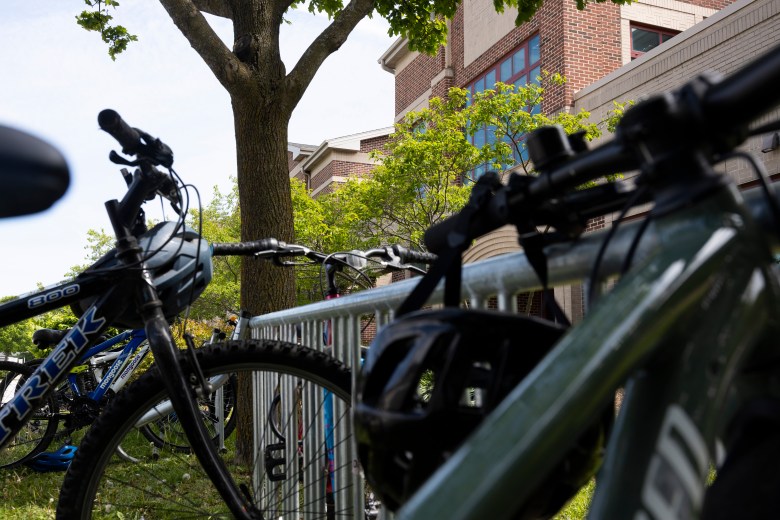 Bicycles are parked outside of Brookfield Elementary School on May 22, 2026. State leaders say it’s been a struggle to recruit people to the teacher apprenticeship program. Public school district officials say cost plays a role on their end. (Joe Timmerman / Wisconsin Watch)
