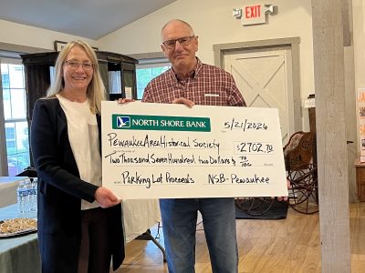 North Shore Bank Donates Over $2,000 to Local Pewaukee Area Historical Society Through tis Giveback Parking Lot Initiative