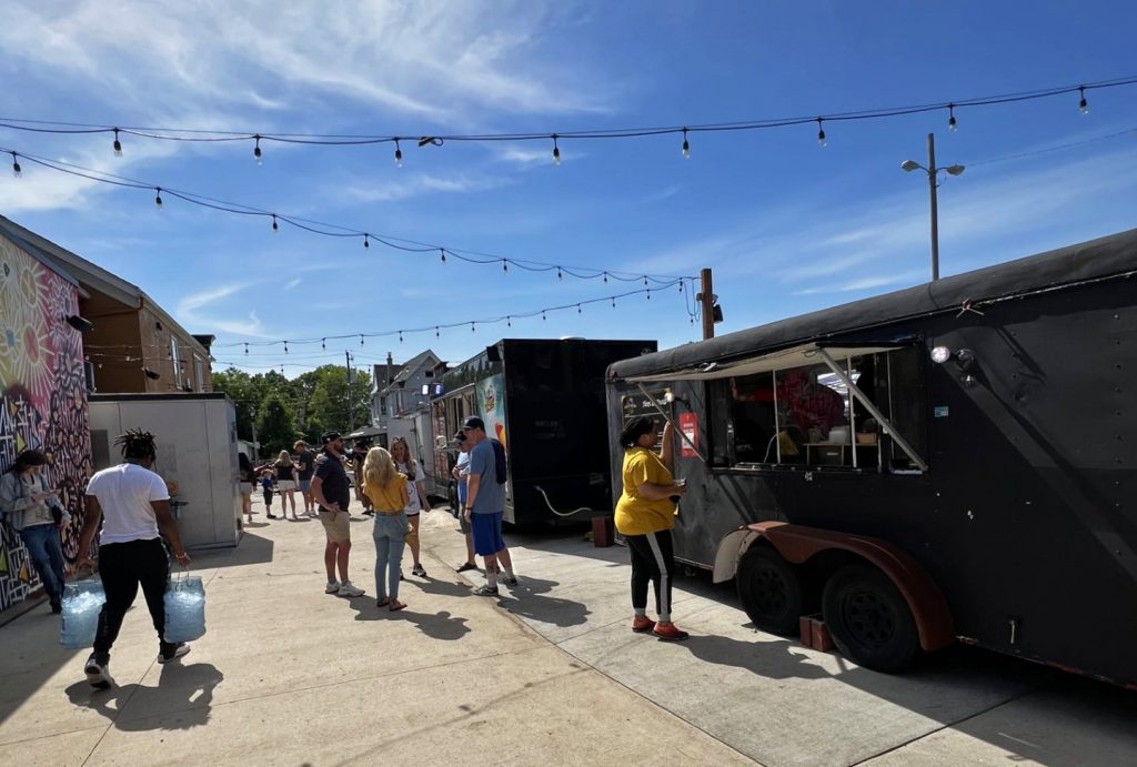 The Zócalo Food Truck Park in Milwaukee is seen here during the summer of 2022. The food truck park has several food trucks from across the area with a wide variety of options. Evan Casey/WPR
