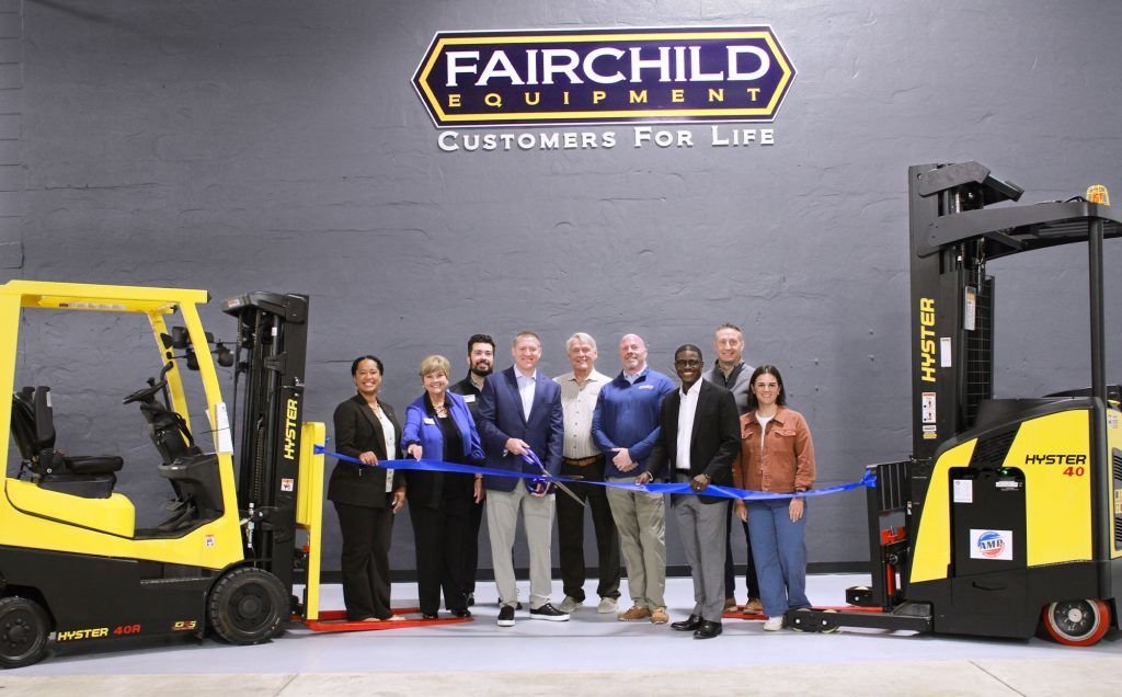 (Left to right) Dora Drake, State Senator; Ginger Kollmansberger, Regional Director and Office Manager for U.S. Senator Ron Johnson; Ryan Rivas, Member Engagement Manager, Metropolitan Milwaukee Association of Commerce; Chad Fairchild, CEO of Fairchild Equipment; Gary Fairchild, Founder and Chairman of Fairchild Equipment; Van Clarkson, President of Fairchild Equipment; David Crowley, Milwaukee County Executive; Mike Duffek, President of Duffek Construction; and Heather Hastings, Vice President of Membership, Waukesha County Business Alliance, participate in the ribbon cutting ceremony at Fairchild Equipment’s new Milwaukee facility on May 21, 2026.