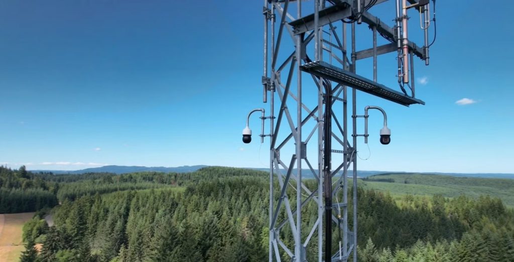 Pano AI cameras are mounted hundreds to thousands of the feet in the air to detect wildfire smoke and hot spots. Photo courtesy of Pano AI