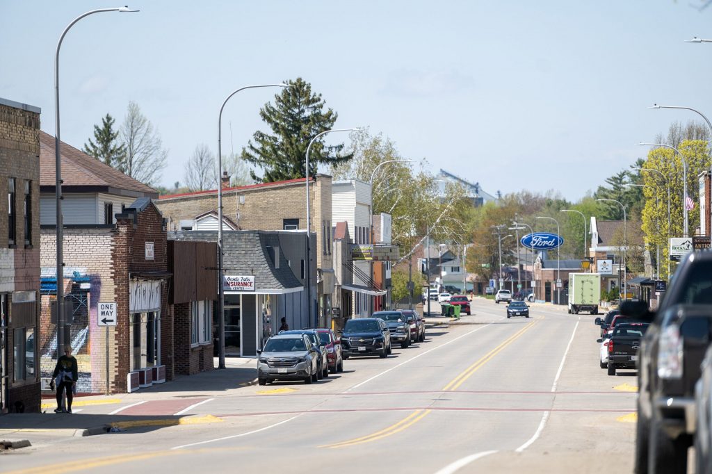 Downtown Oconto Falls, Wis., on Tuesday, May 12, 2026. Angela Major/WPR