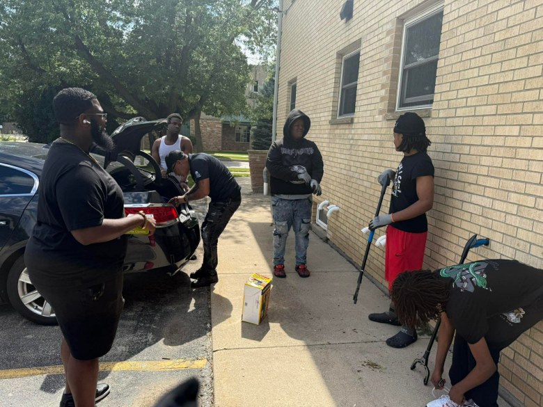 Teens and young adults from Flood Hope 500 prepare to assist North Side residents with disaster relief after the August flood. (Photo provided by Vaun Mayes)