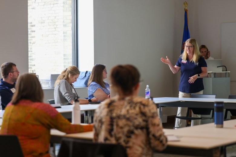 Jodie Dunbar, Milwaukee Recreation supervisor, talks about teen driver education and safe driving habits. (Photo by Jonathan Aguilar / Milwaukee Neighborhood News Service / CatchLight Local)