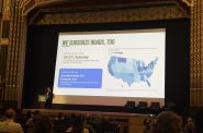 Hayden Clarkin speaks at the Thinking Big Wisconsin passenger rail event. Photo by Jeramey Jannene.