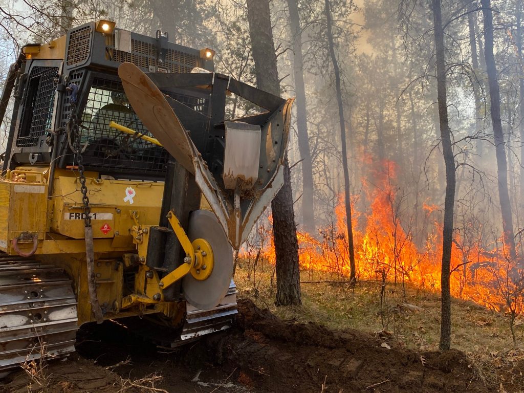 DNR resources work to fight spring wildfires in Wisconsin in 2025. Image courtesy of Wisconsin DNR