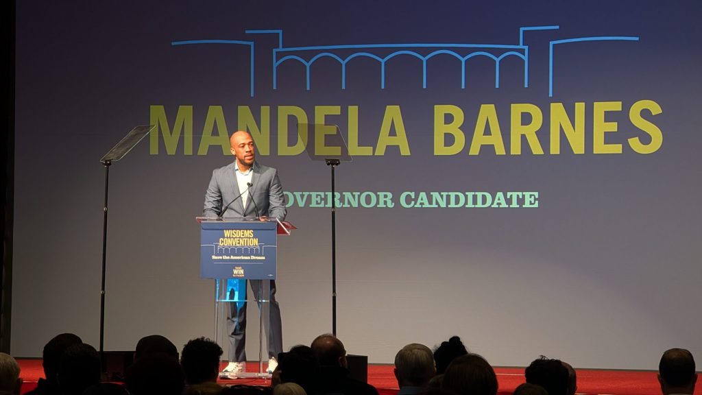 “From day one of this campaign, my focus has been taking the fight directly to Donald Trump’s hand-picked rubber stamp Tom Tiffany,” Barnes said. (Photo by Baylor Spears/Wisconsin Examiner)