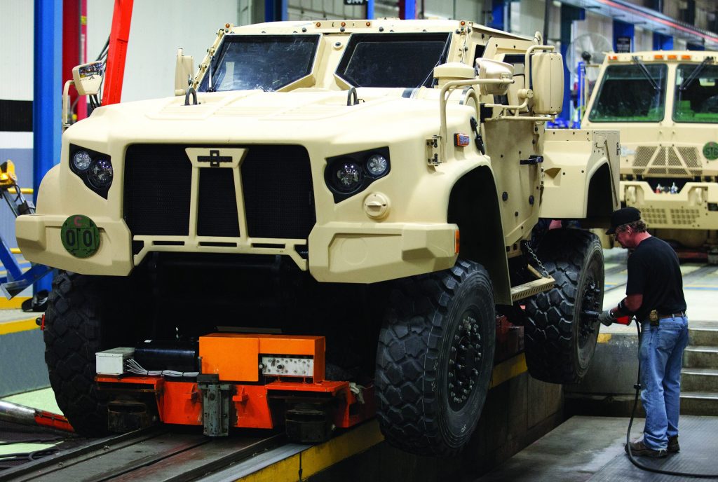 Oshkosh Defense said it was “laser focused” on keeping manufacturing of the Joint Light Tactical Vehicle (JLTV) in Wisconsin when the contract is rebid in early 2023. Courtesy of Oshkosh Corp.