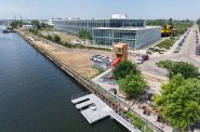 Harbor View Plaza (right) and Harbor District Riverwalk. Photo by Urban Milwaukee staff.