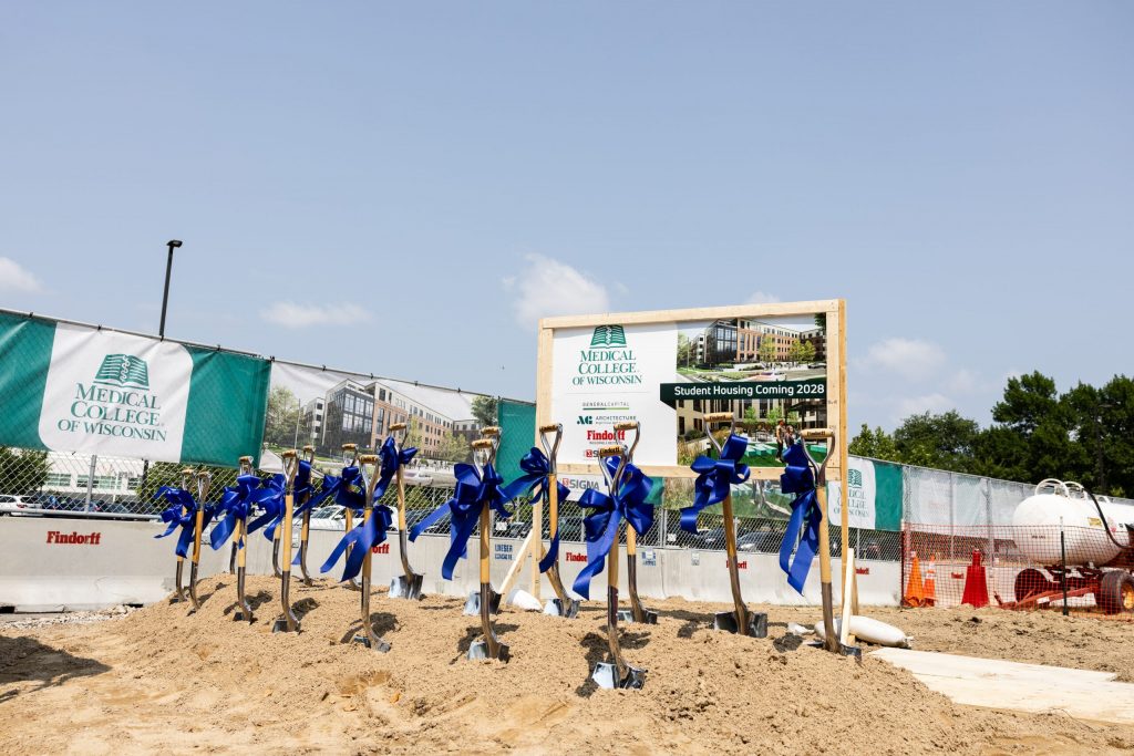 The Medical College of Wisconsin breaks ground on its first student housing facility on Tuesday, July 28, 2026 in Milwaukee, Wis. Photo courtesy of the Medical College of Wisconsin