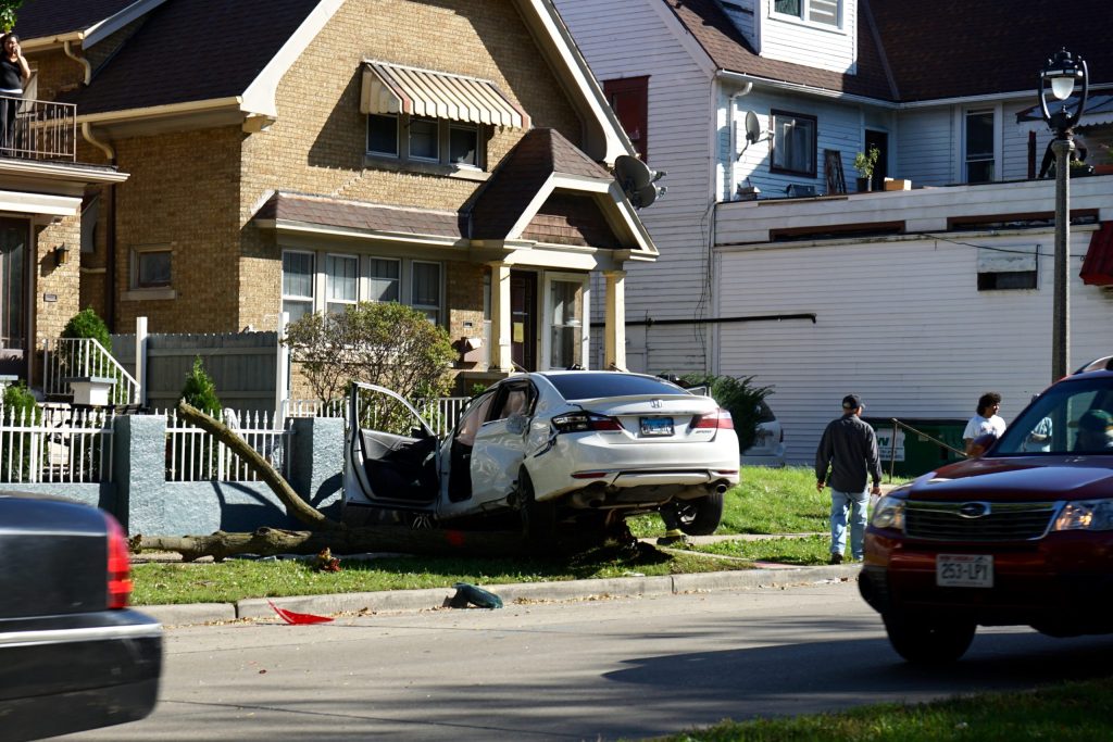 A car crash in October 2017 near the intersection of South Layton Boulevard and West Greenfield Avenue. (NNS file photo)