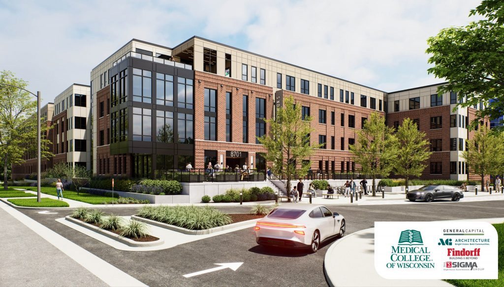 A rendering of the new Trailmark building at the Medical College of Wisconsin. Its the first student housing the college has offered in its history. Rendering courtesy of the Medical College of Wisconsin