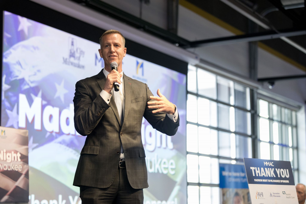 Dale Kooyenga, president and CEO of the Metropolitan Milwaukee Association of Commerce, speaks during an event. Photo Courtesy of the Metro Milwaukee Association of Commerce