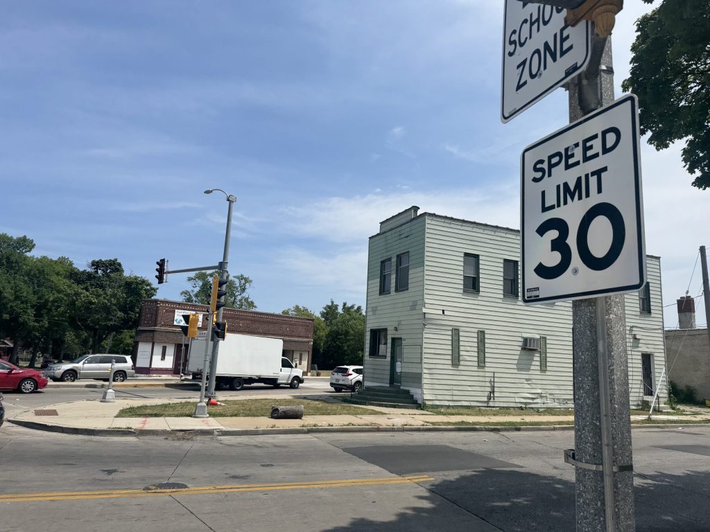 Intersection of North Teutonia and West Vienna on July 15. A crash killed two women there Sunday night. (Photo By Jake Dale / Milwaukee Neighborhood News Service).