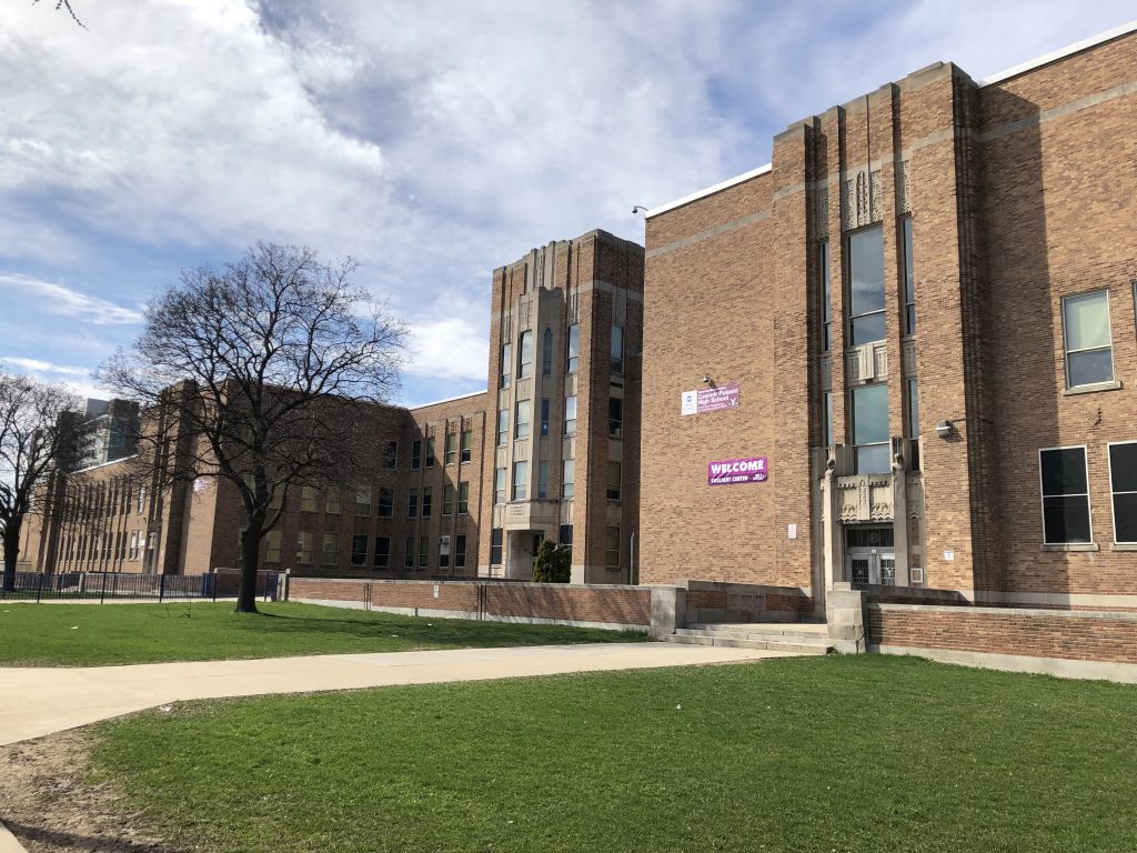 Casimir Pulaski High School at 2500 W. Oklahoma Ave. Photo by Jeramey Jannene.
