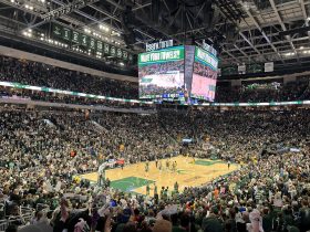 A Milwaukee Bucks playoff game at Fiserv Forum in April 2025. Photo by Jeramey Jannene.