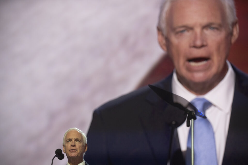 July 15, 2024 Milwaukee, Wisconsin: U.S. Sen. Ron Johnson speaks on day one of the 2024 Republican National Convention. (Photo by Joeff Davis)