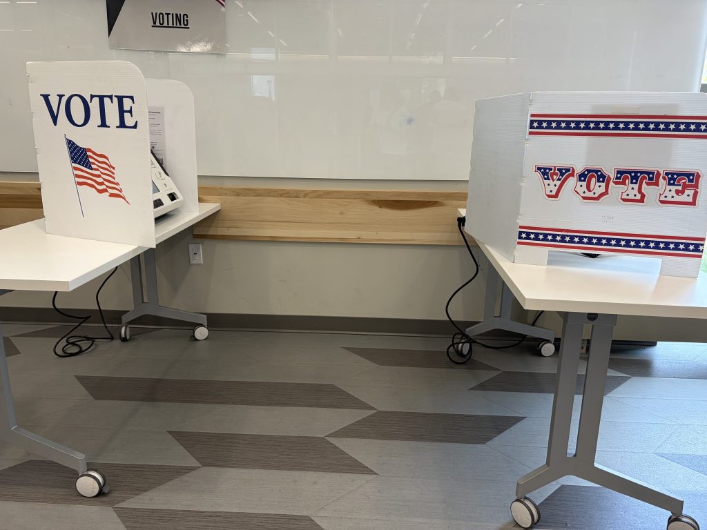 Voting booths at Good Hope Library. Photo taken July 28, 2026 by Sophie Bolich.
