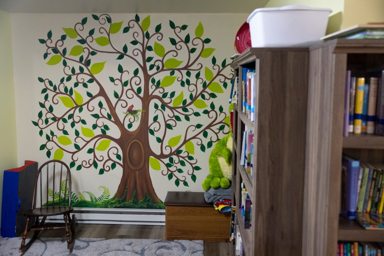 The children’s space sits empty during the day at Safe Haven in Shawano, Wis., on June 19, 2026. Newcap was a leading provider of homeless services for 10 northeastern Wisconsin counties, and the organization’s abrupt closure in March has left service providers scrambling to fill gaps. (Joe Timmerman / Wisconsin Watch)