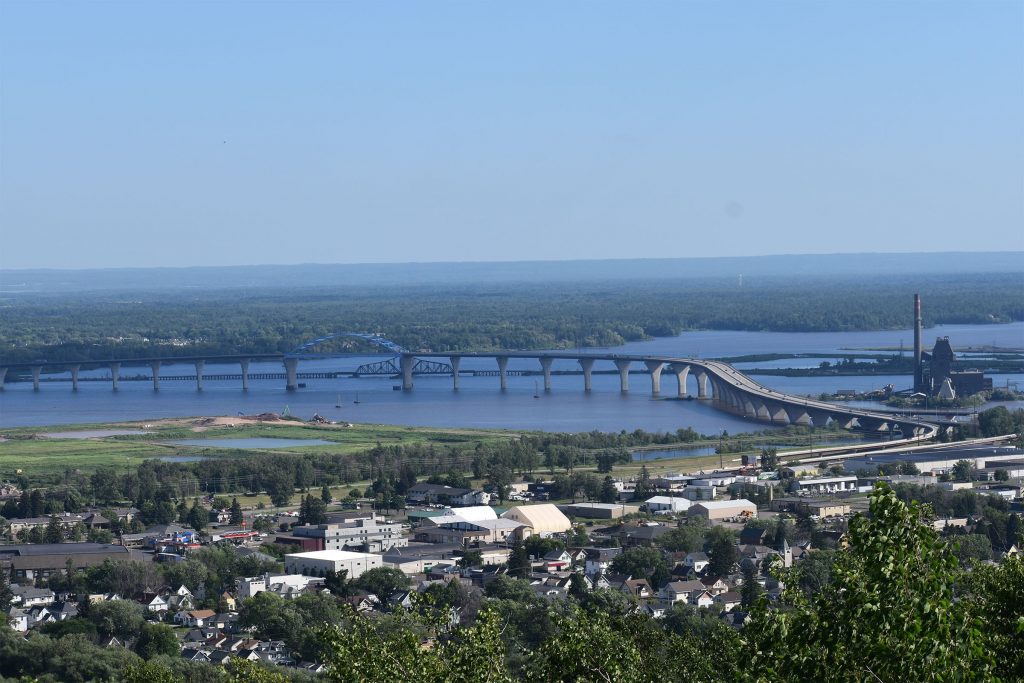 A view of the Bong Bridge that runs between Superior and Duluth on Tuesday, July 14, 2026 at 5 p.m. Danielle Kaeding/WPR