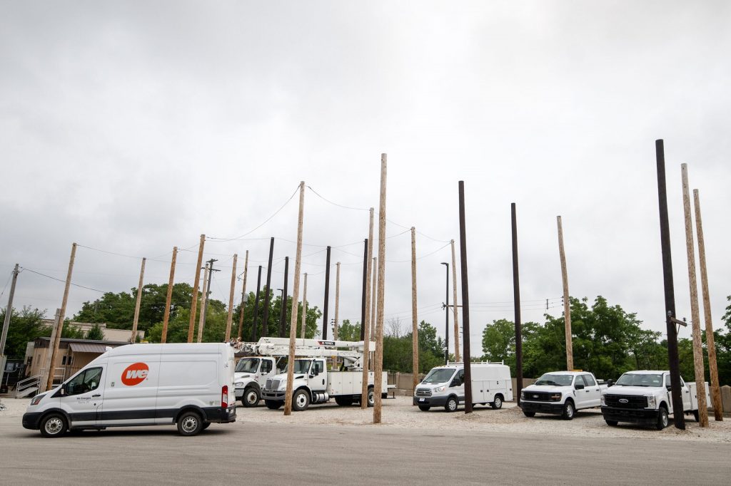 A training area is set up for students to get hands-on experience Wednesday, Aug. 12, 2026, at We Energies in West Allis, Wis. Angela Major/WPR