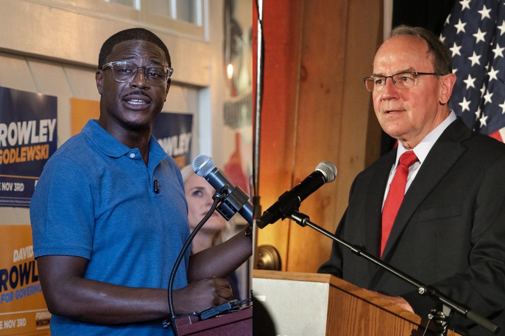 Milwaukee County Executive David Crowley (left) and U.S. Rep Tom Tiffany (right). Angela Major/WPR