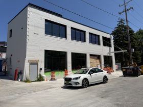 Construction progress on rear cafe at 2159-2161 S. Kinnickinnic Ave. Photo by Jeramey Jannene.