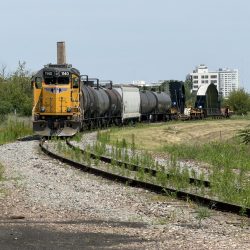 Union Pacific train at 302 E. Greenfield Ave. Photo by Jeramey Jannene.