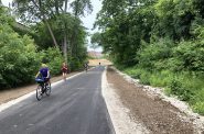 Bikers and runners on the Oak Leaf Trail. Photo by Jeramey Jannene.