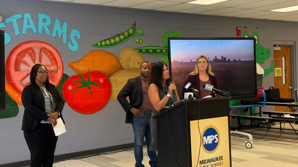 MPS Superintendent Brenda Cassellius meets with media on Aug. 27, 2026 to outline her goals for the upcoming school year. Photo by WUWM