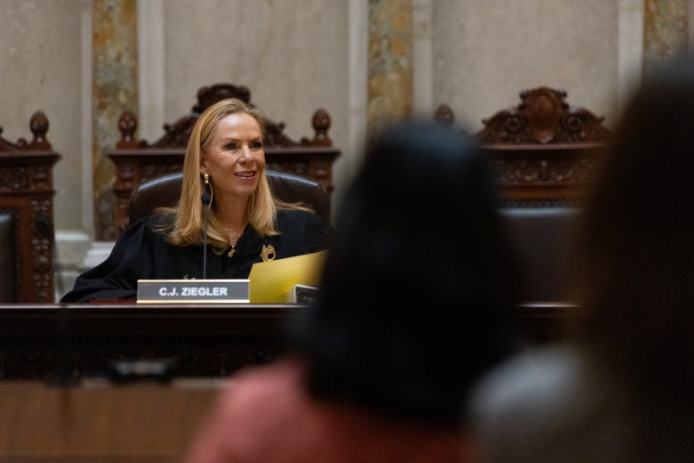Wisconsin Supreme Court Justice Annette Ziegler hears oral arguments in a case at the Wisconsin State Capitol on Nov. 18, 2024, in Madison, Wis. (Joe Timmerman / Wisconsin Watch)