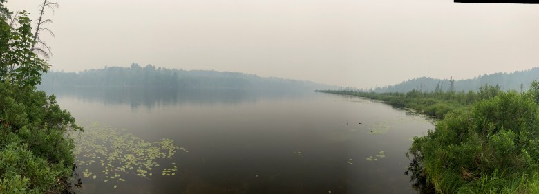 Smoke blankets the Boundary Waters as Beloit college professor Pablo Toral evacuated in summer 2026. The smoke followed Toral to Rock County where poor air quality has been a public concern. (Courtesy of Pablo Toral)