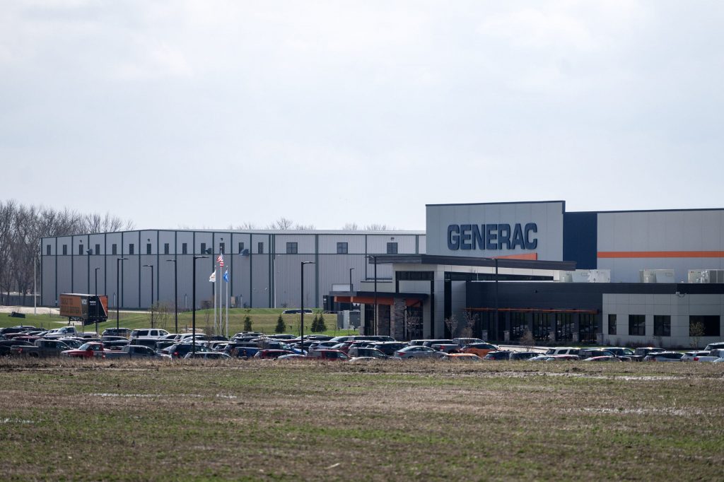 A Generac manufacturing plant Tuesday, April 14, 2026, in Beaver Dam, Wis. Angela Major/WPR