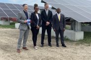 (Left to right) Erick Shambarger, Danielle Bly, Ald. Scott Spiker and Mayor Cavalier Johnson. Photo by Graham Kilmer.