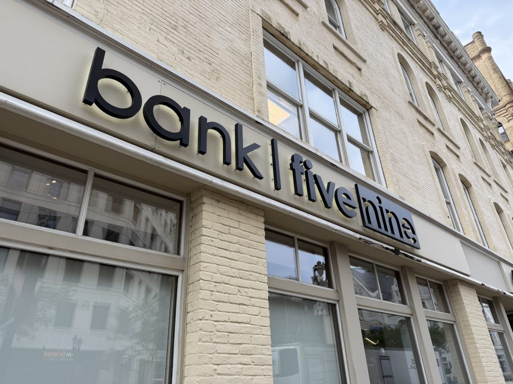 Bank Five Nine sign. Photo by Jeramey Jannene.