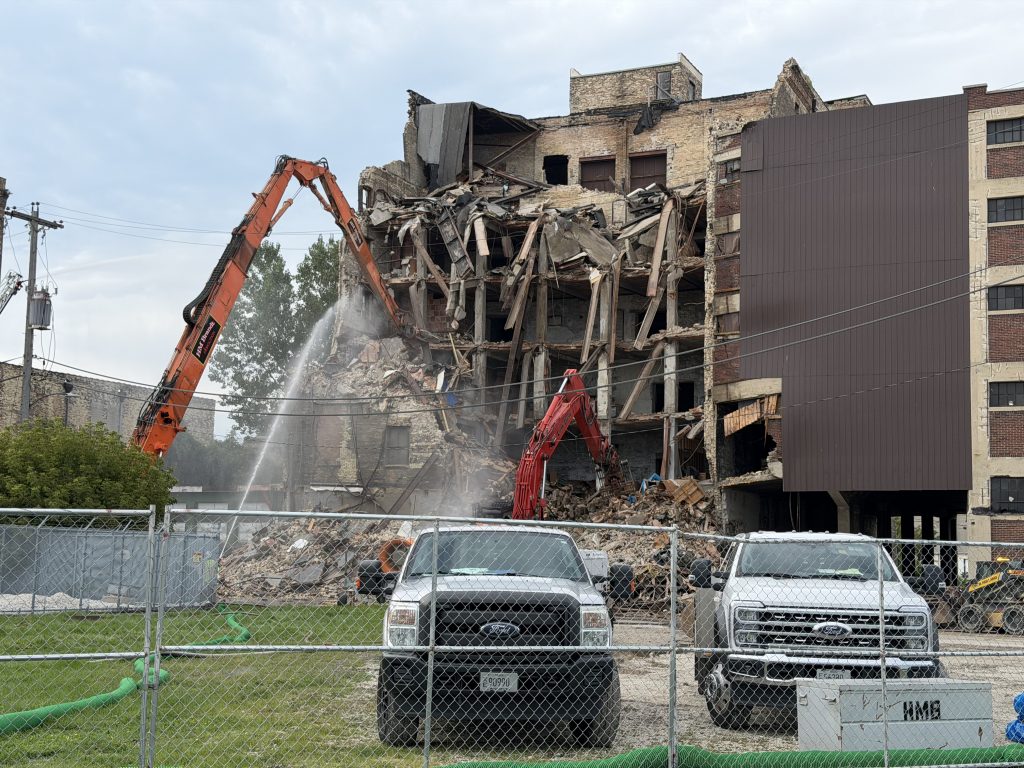 Demolition of the National Warehouse complex on Sept. 3. Photo by Jeramey Jannene.