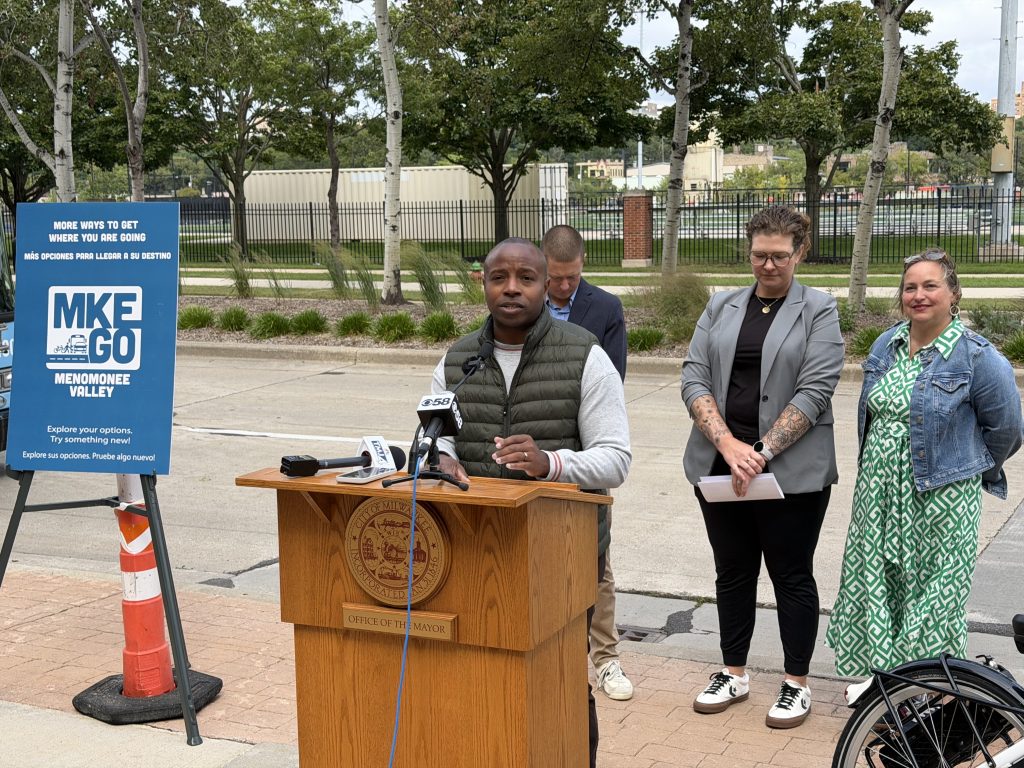Mayor Cavalier Johnson introduces MKE GO. Photo by Jeramey Jannene.