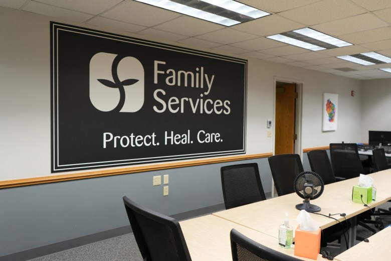 Family Services of Northeast Wisconsin operates the 988 Suicide and Crisis Lifeline for the entire state of Wisconsin. The organization is based in Green Bay but employs remote counselors throughout the state who respond to 988 calls, text messages and chats. (Astrid Code / Wisconsin Watch)