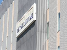 Journal Sentinel sign at 333 W. State St. Photo by Jeramey Jannene.