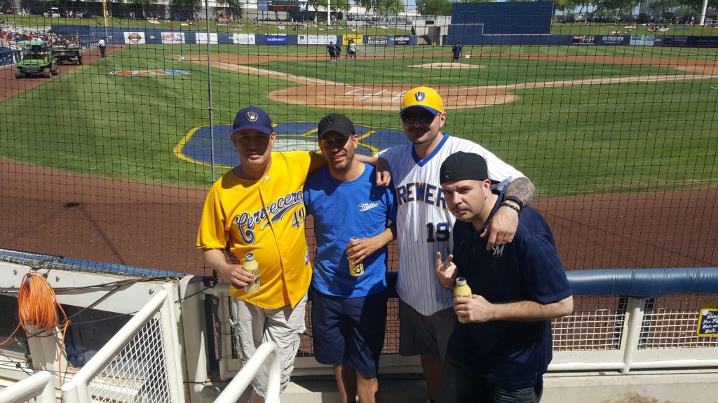 Arnold Peabody and his friends at the Brewers spring training stadium in Phoenix, Arizona. (Photo provided by Arnold Peabody)
