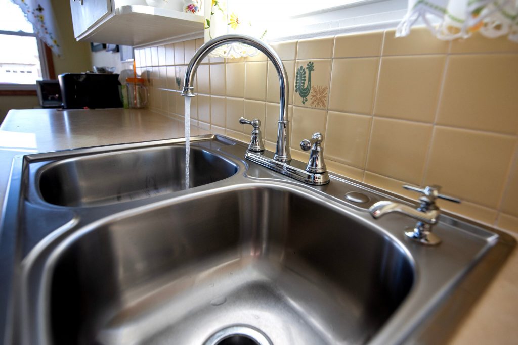 The kitchen sink at Margie Walker and Jim Boisen’s home in French Island, Wisconsin. Angela Major/WPR