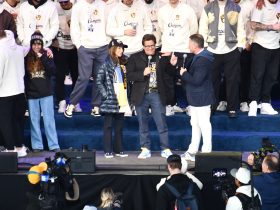 Mark Attanasio at the championship celebration. Photo taken Oct. 30, 2026 by Jeramey Jannene.