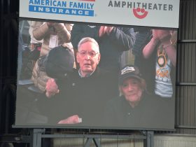Bud Selig at the 2026 championship celebration. Photo taken Oct. 30, 2026 by Jeramey Jannene.