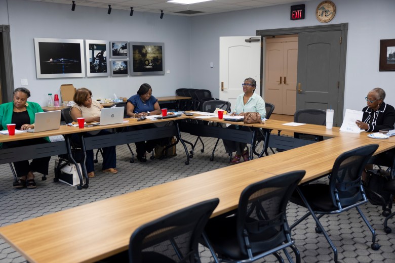 Jackie Q. Carter, third from left, attends an SDC board meeting at Port Milwaukee on Wednesday, Sept. 11, 2024. (Photo by Joe Timmerman/Wisconsin Watch)