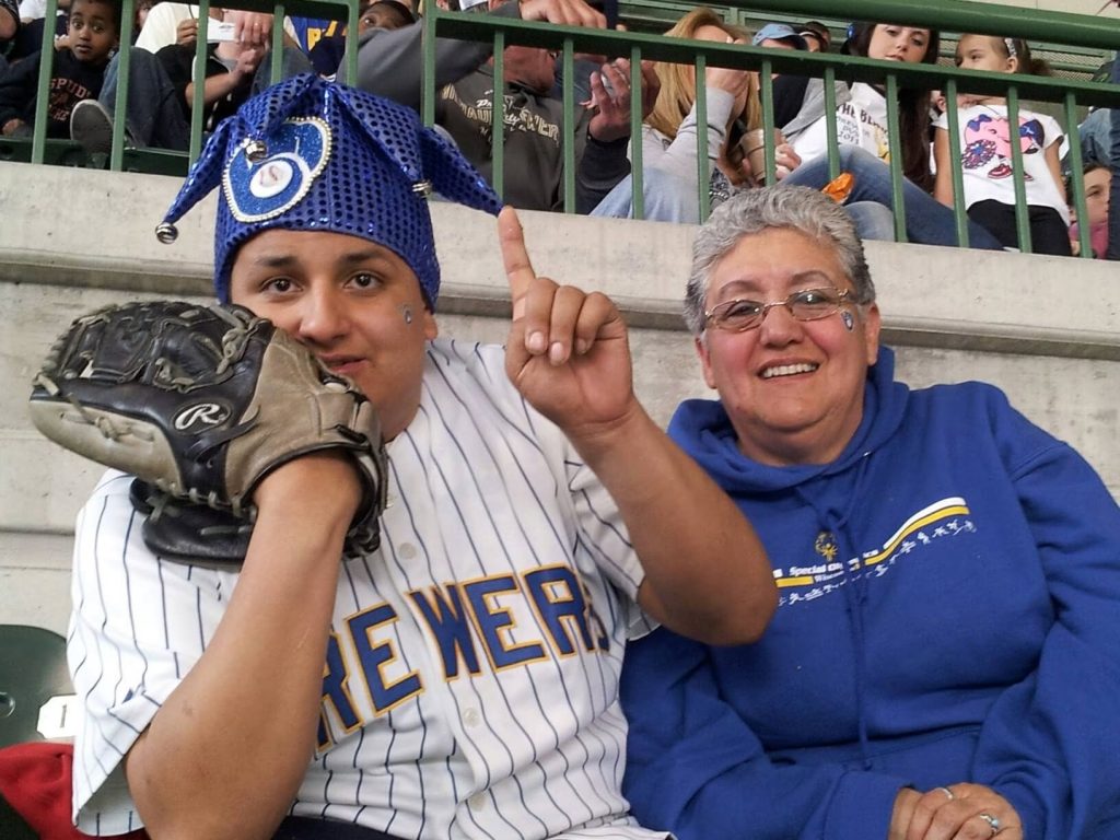 Bayardo DeLeon and his mom Leonor Rosas at a Brewers game. (Photo provided by Leonor Rosas)