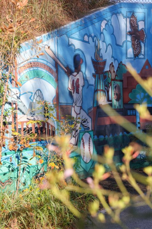 The Valley Passage Mural, painted by Chad Brady, features icon and baseball legend Hank Aaron.