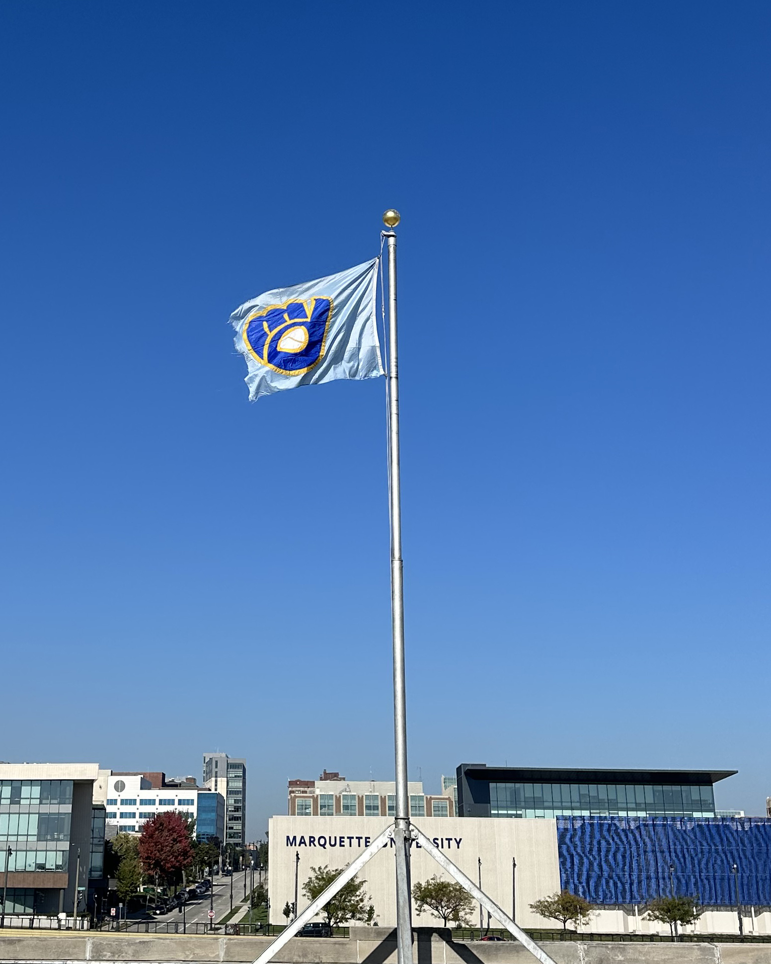 Guardian Art Services Celebrates Milwaukee Brewers with Flag Display